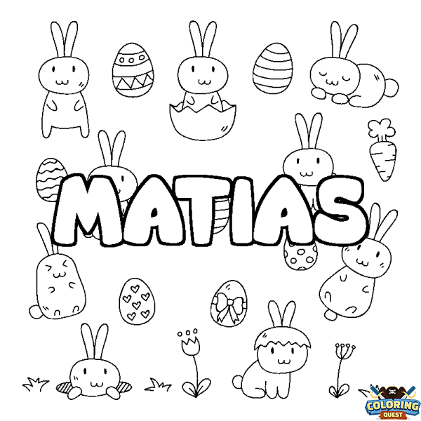 Coloring page first name MATIAS - Easter background