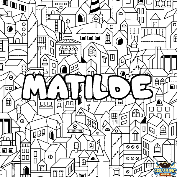 Coloring page first name MATILDE - City background