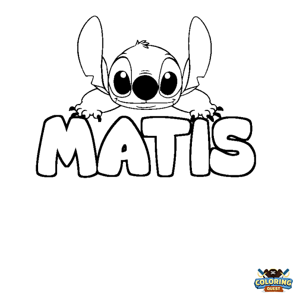 Coloring page first name MATIS - Stitch background