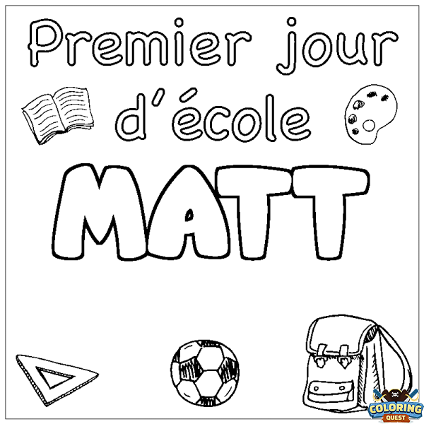 Coloring page first name MATT - School First day background