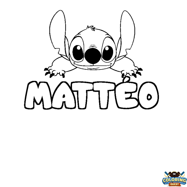 Coloring page first name MATT&Eacute;O - Stitch background