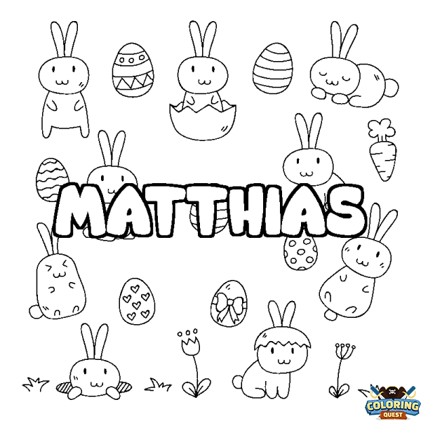 Coloring page first name MATTHIAS - Easter background