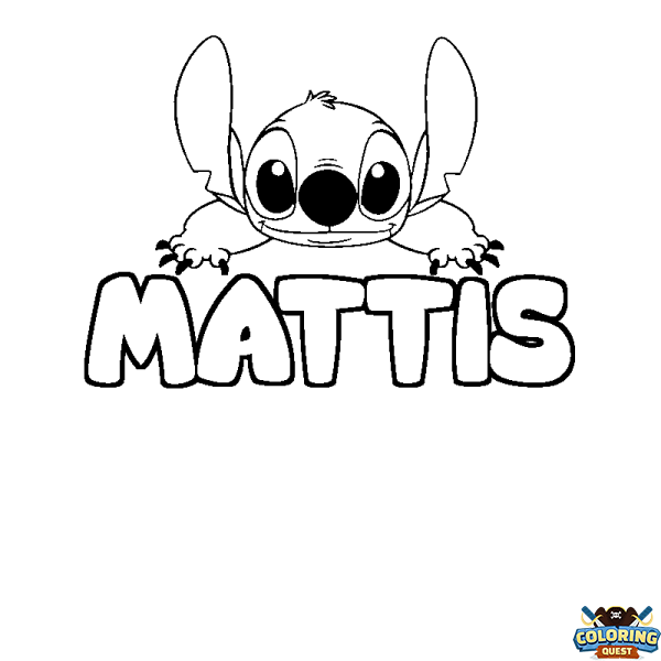 Coloring page first name MATTIS - Stitch background