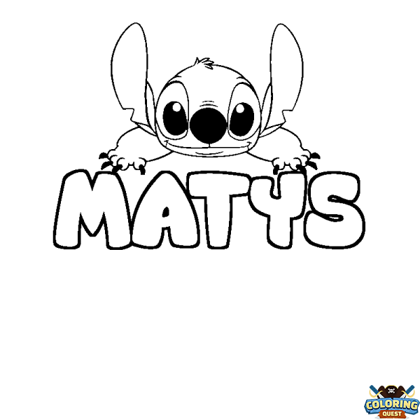 Coloring page first name MATYS - Stitch background