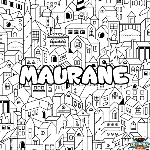 Coloring page first name MAURANE - City background