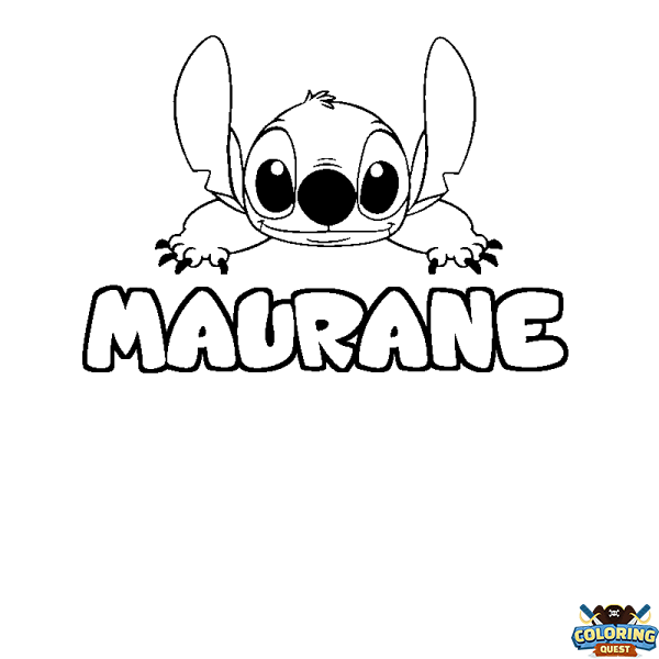 Coloring page first name MAURANE - Stitch background