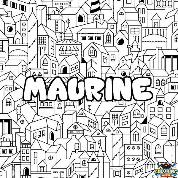 Coloring page first name MAURINE - City background