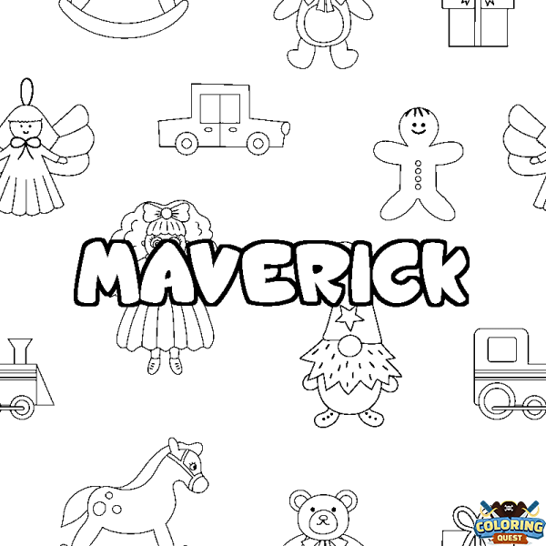 Coloring page first name MAVERICK - Toys background