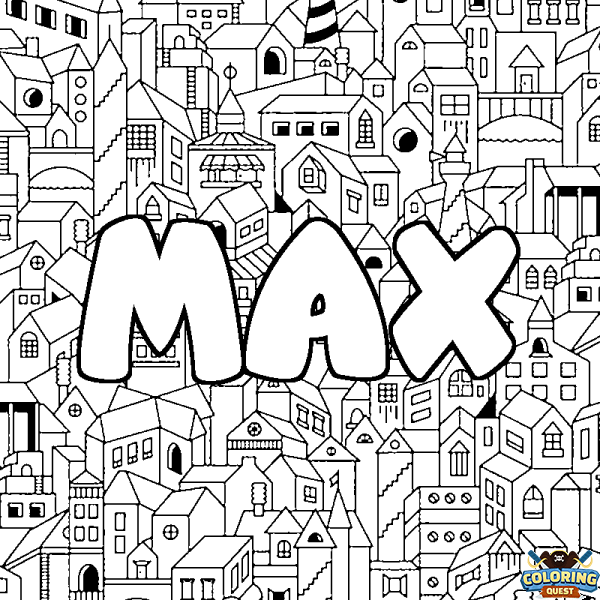 Coloring page first name MAX - City background