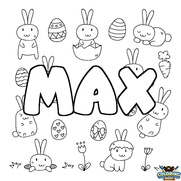 Coloring page first name MAX - Easter background