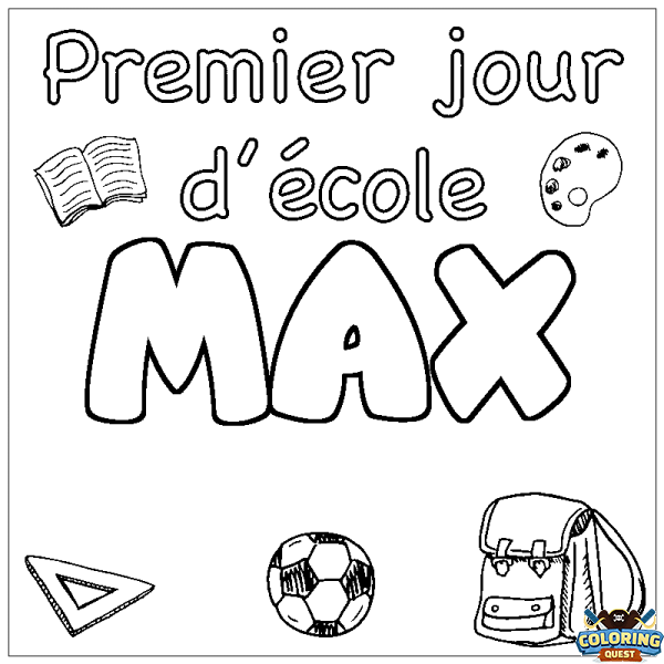 Coloring page first name MAX - School First day background