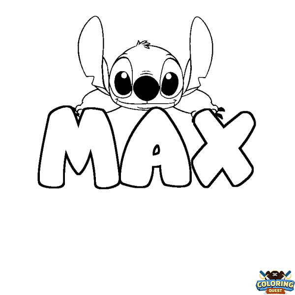 Coloring page first name MAX - Stitch background