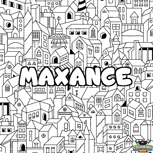 Coloring page first name MAXANCE - City background