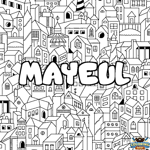 Coloring page first name MAYEUL - City background