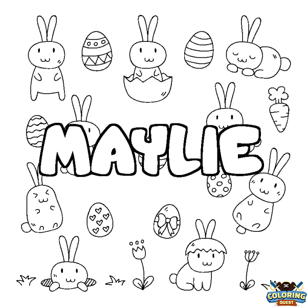 Coloring page first name MAYLIE - Easter background