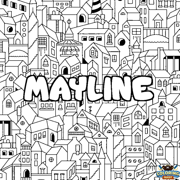 Coloring page first name MAYLINE - City background