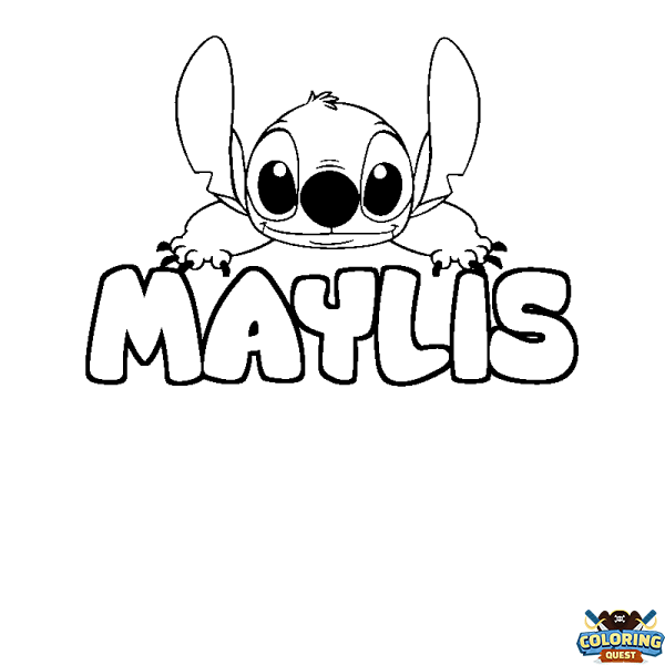 Coloring page first name MAYLIS - Stitch background