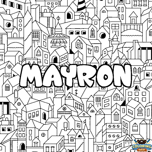 Coloring page first name MAYRON - City background