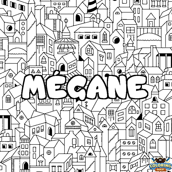 Coloring page first name M&Eacute;GANE - City background