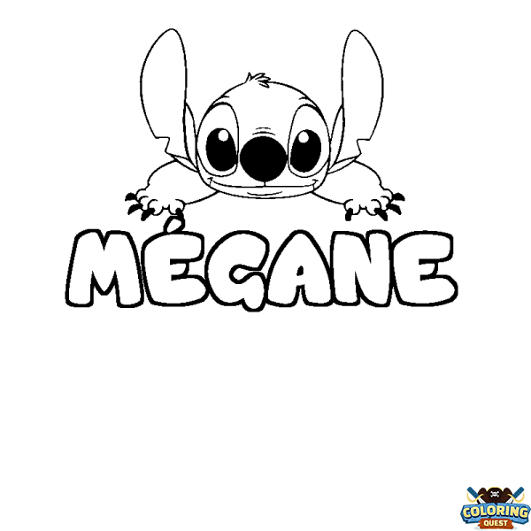 Coloring page first name M&Eacute;GANE - Stitch background