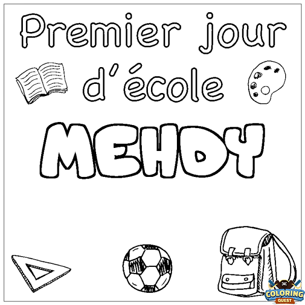 Coloring page first name MEHDY - School First day background
