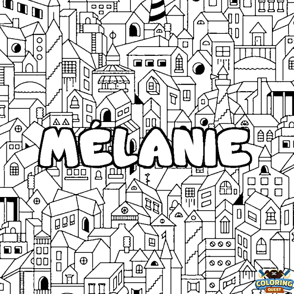 Coloring page first name M&Eacute;LANIE - City background