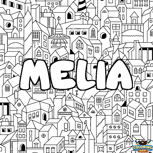 Coloring page first name MELIA - City background