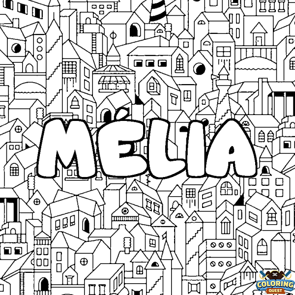 Coloring page first name M&Eacute;LIA - City background