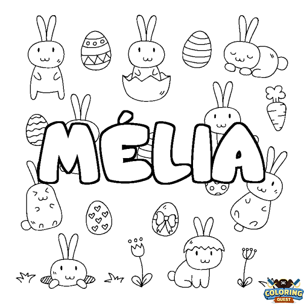 Coloring page first name M&Eacute;LIA - Easter background