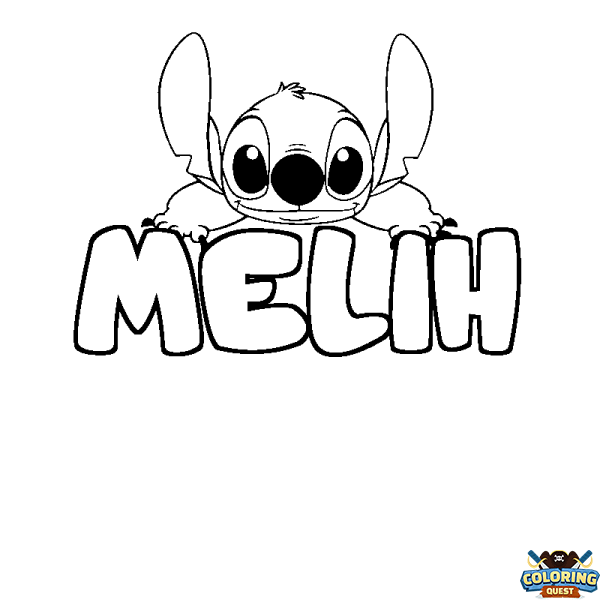 Coloring page first name MELIH - Stitch background