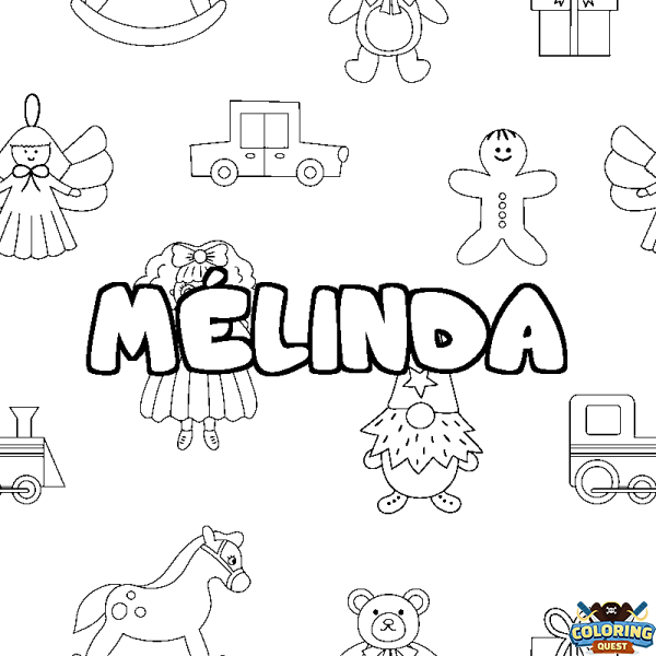 Coloring page first name M&Eacute;LINDA - Toys background