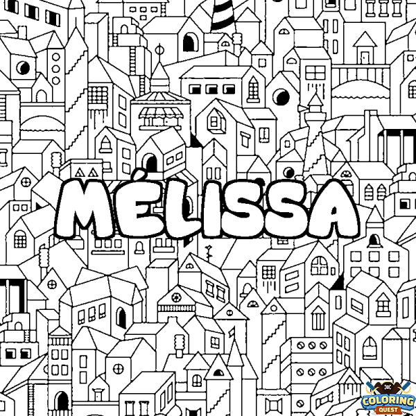 Coloring page first name M&Eacute;LISSA - City background