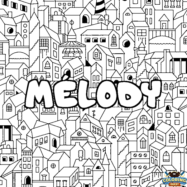 Coloring page first name M&Eacute;LODY - City background