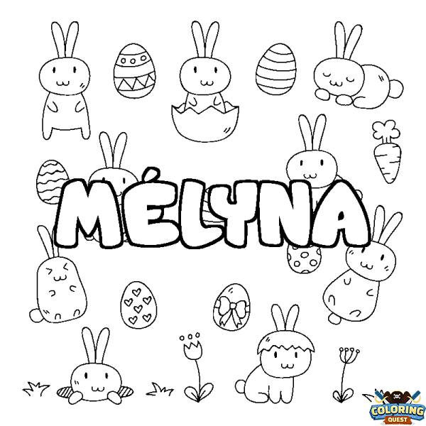 Coloring page first name M&Eacute;LYNA - Easter background