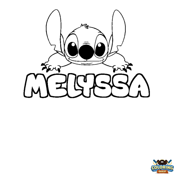 Coloring page first name MELYSSA - Stitch background