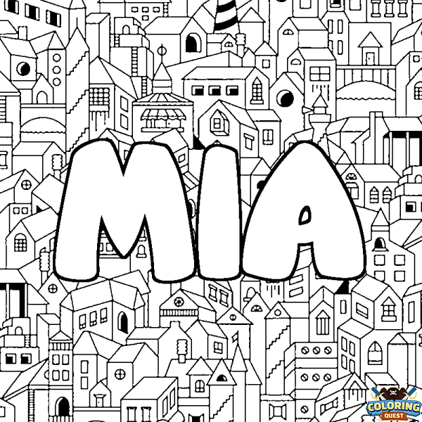 Coloring page first name MIA - City background