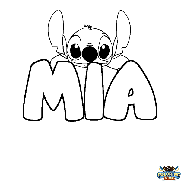 Coloring page first name MIA - Stitch background