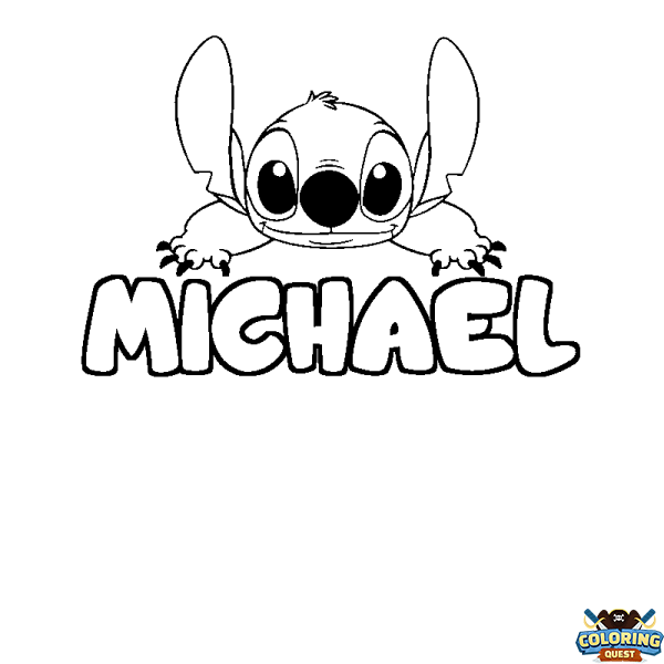 Coloring page first name MICHAEL - Stitch background