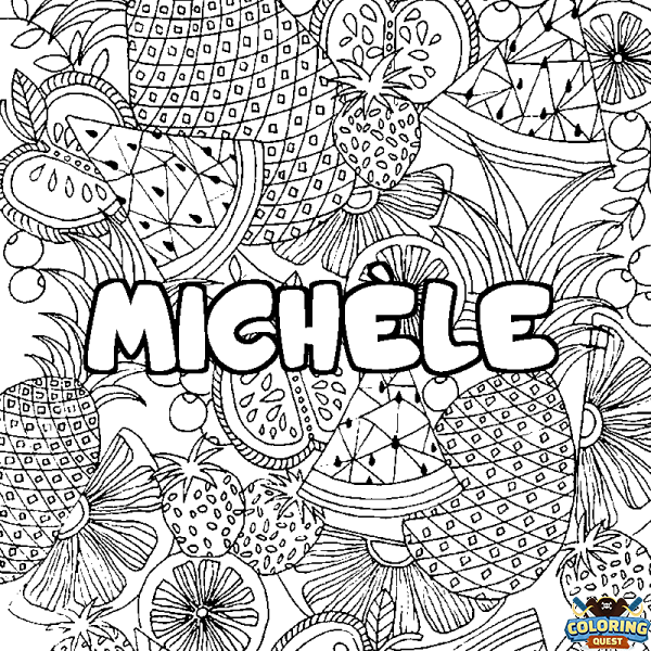 Coloring page first name MICH&Egrave;LE - Fruits mandala background