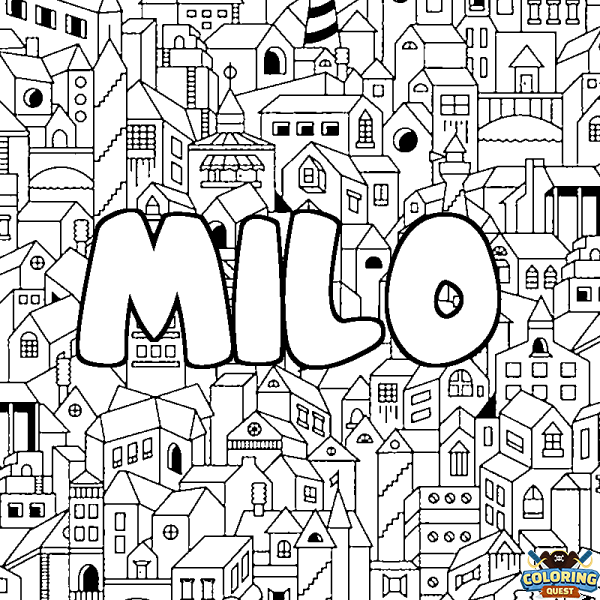 Coloring page first name MILO - City background