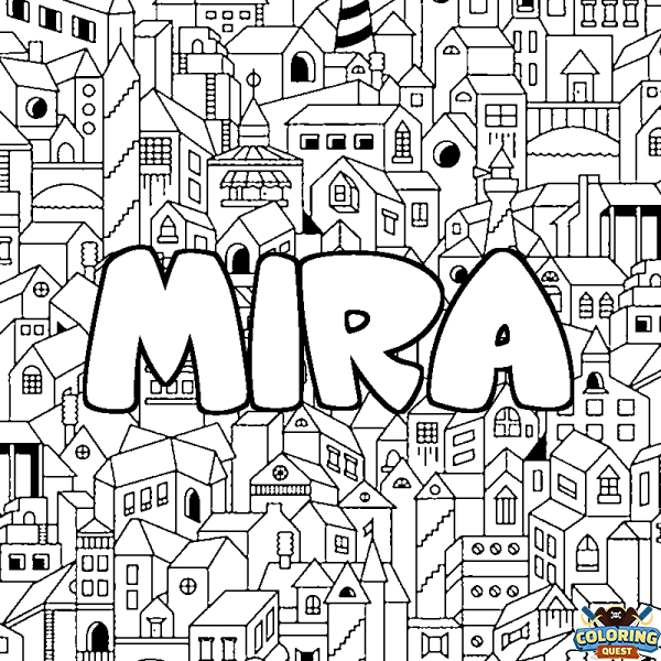 Coloring page first name MIRA - City background