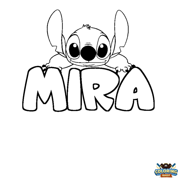 Coloring page first name MIRA - Stitch background