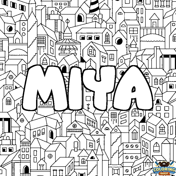 Coloring page first name MIYA - City background