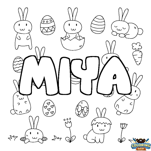 Coloring page first name MIYA - Easter background