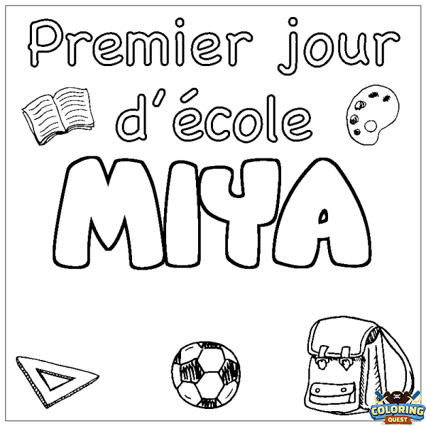 Coloring page first name MIYA - School First day background