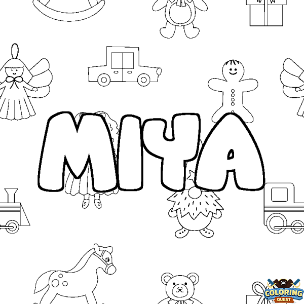 Coloring page first name MIYA - Toys background