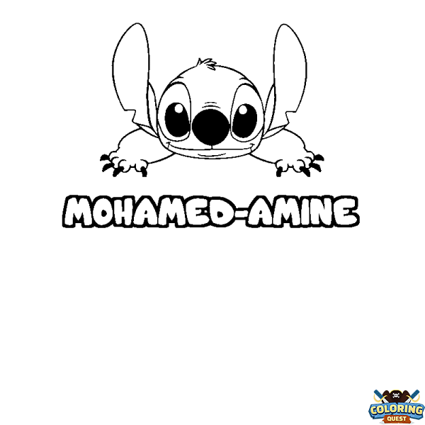 Coloring page first name MOHAMED-AMINE - Stitch background