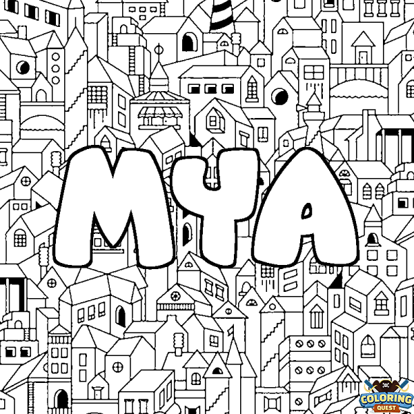 Coloring page first name MYA - City background