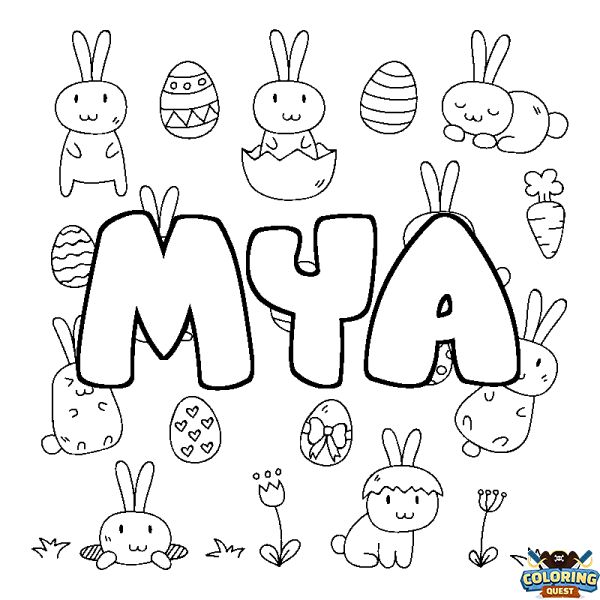 Coloring page first name MYA - Easter background