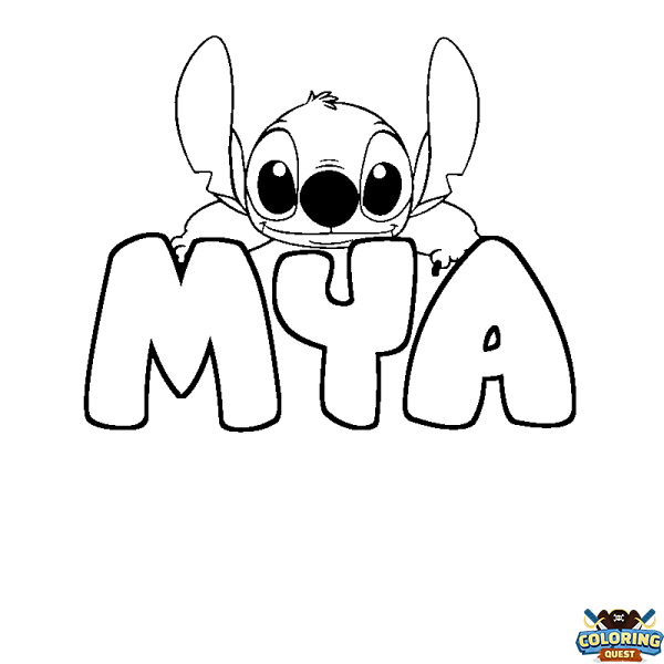 Coloring page first name MYA - Stitch background